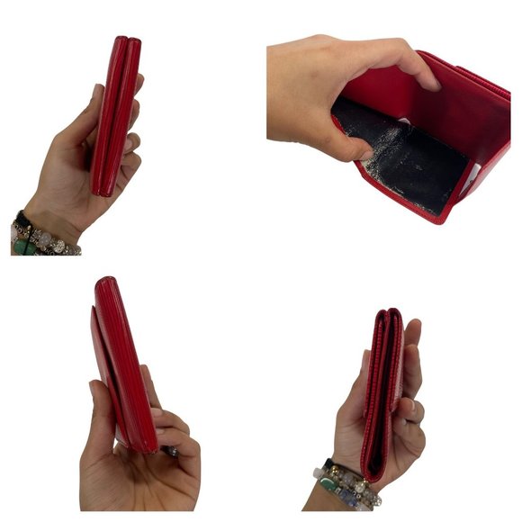 Authentic Louis Vuitton Wallet Credit Epi Porte Feiulle Elise Red Leather Trifol - Picture 6 of 9
